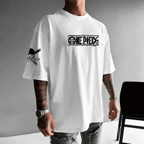 Den senaste ONE PIECE japanskt animerade löst sittande t-shirten i stor storlek, retro, kraftig bomull, rund hals och kortärmad för par. 12 best sales Akuma no mi One Piece - №10