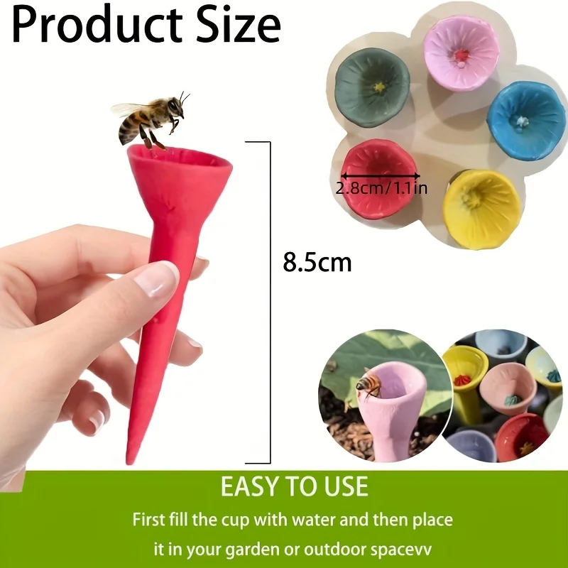 مجموعة واحدة من أكواب سقي النحل الملونة - أكواب شرب الحشرات، تجذب وتغذية النحل، مناسبة للبستنة والزراعة الحضرية