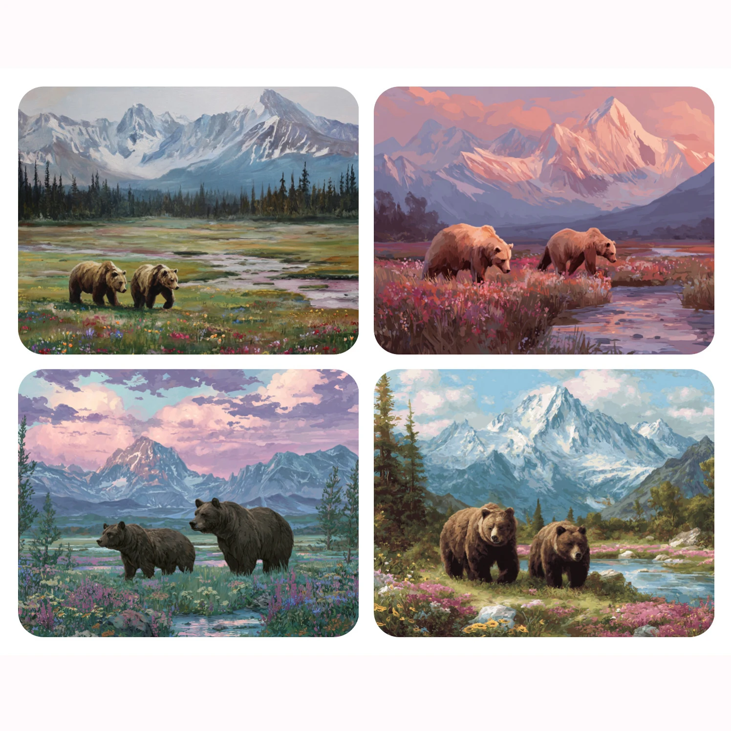 

Ручная роспись Два медведя по реке Картина по номерам Набор DIY Акриловая работа Холст Искусство Подарок для дома