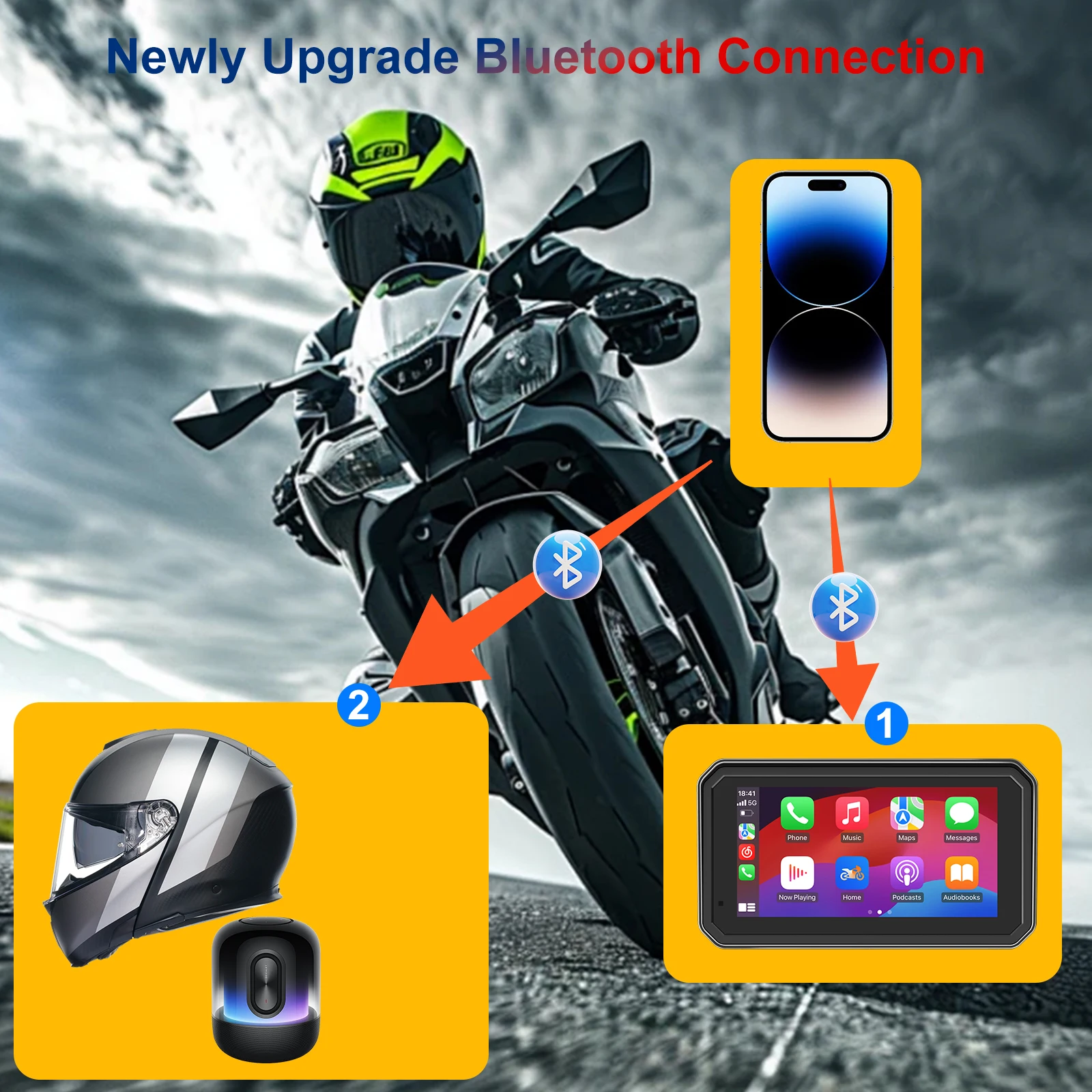 6 بوصة دراجة نارية لاسلكية CarPlay الملاحة مسجل عرض ضغط الإطارات لتحديد المواقع الفقرة موتو أندرويد السيارات IPX7 اكسسوارات موتو