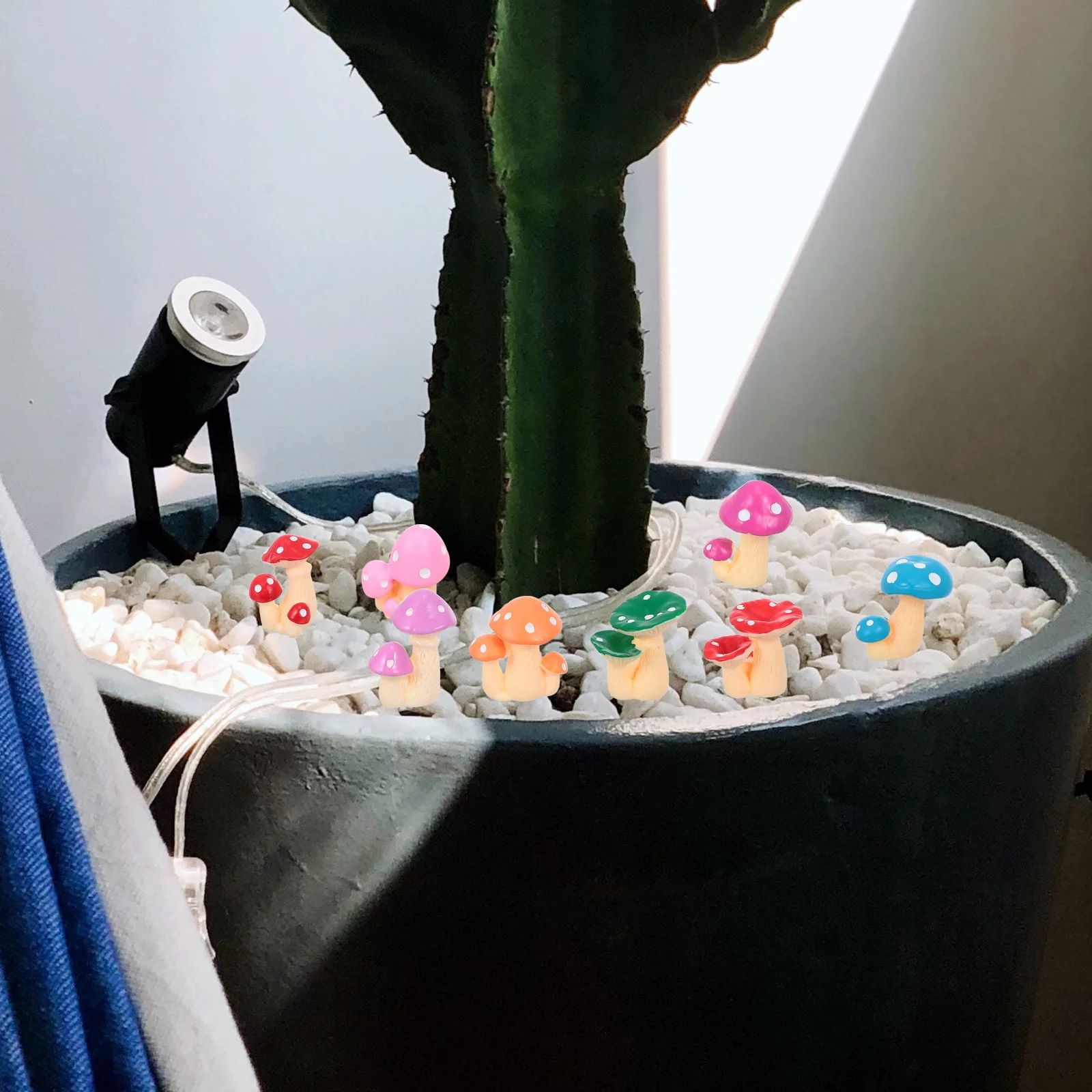 

8Pcs Miniature Resin Mushroom Ornaments Colorful Micro Landscape Fairy Garden Decoration Plant Pot Accessories