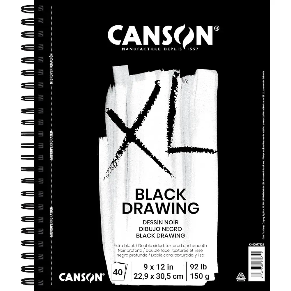 

Блокнот для рисования серии XL, черный, 9x12 дюймов, с боковой проволочной переплеткой, 40 листов