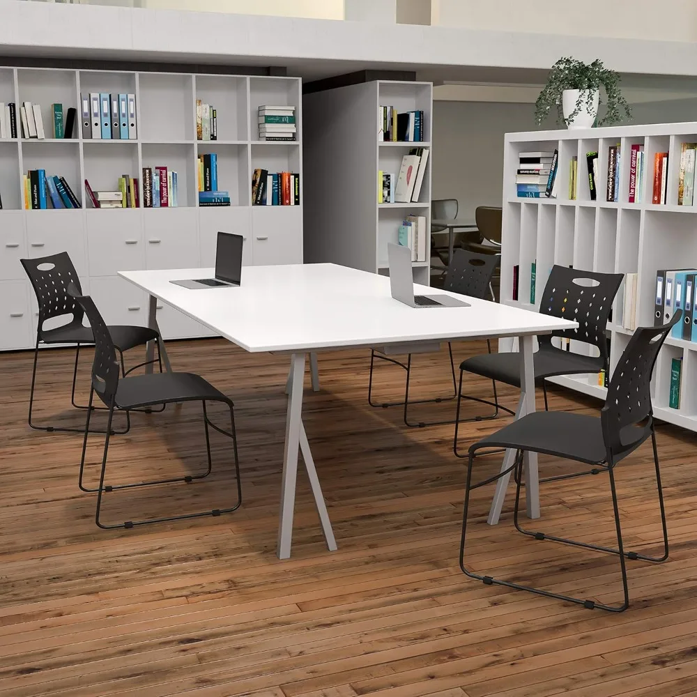

ergonomic stacking chairs: hercules series for waiting areas and offices, air-vent back design, 5-piece set