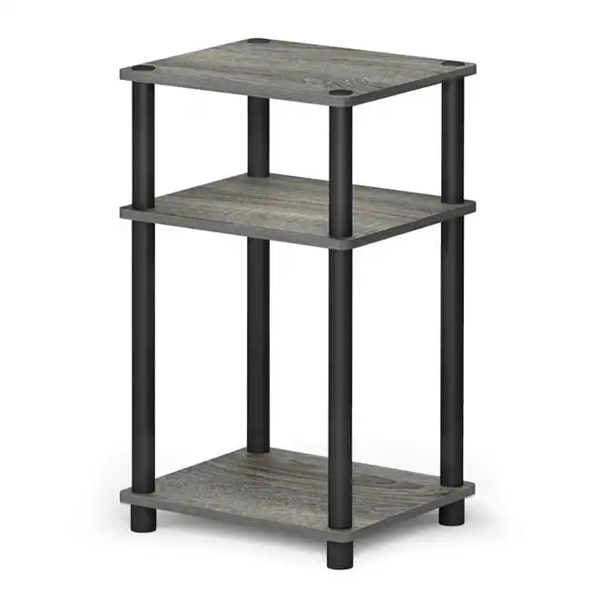 

Furinno Just 3-Tier Turn-N-Tube End Table, 1-Pack, French Oak/Black