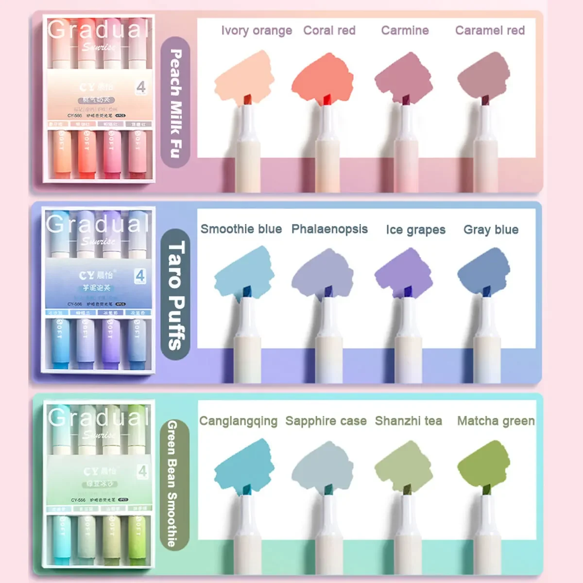 Juego de rotuladores de colores Pastel para niños, marcadores de colores Kawaii bonitos, papelería estética, suministros escolares de oficina, 4