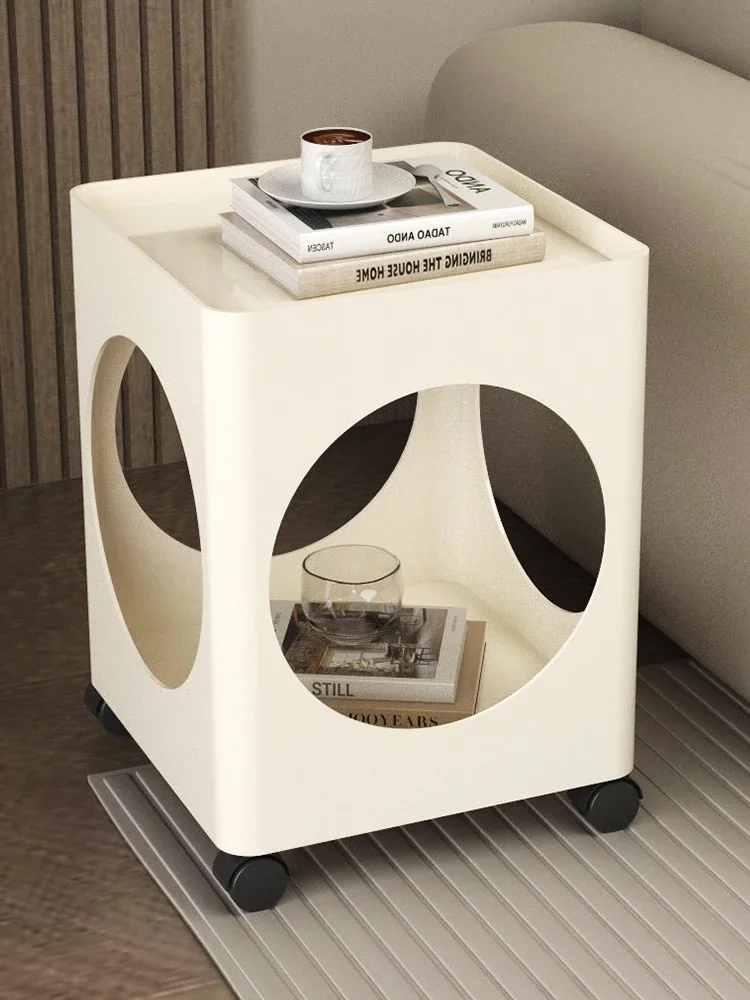 

Modern minimalist bedroom, wrought iron bedside table, movable small apartment, living room, slate, sofa, several shelves