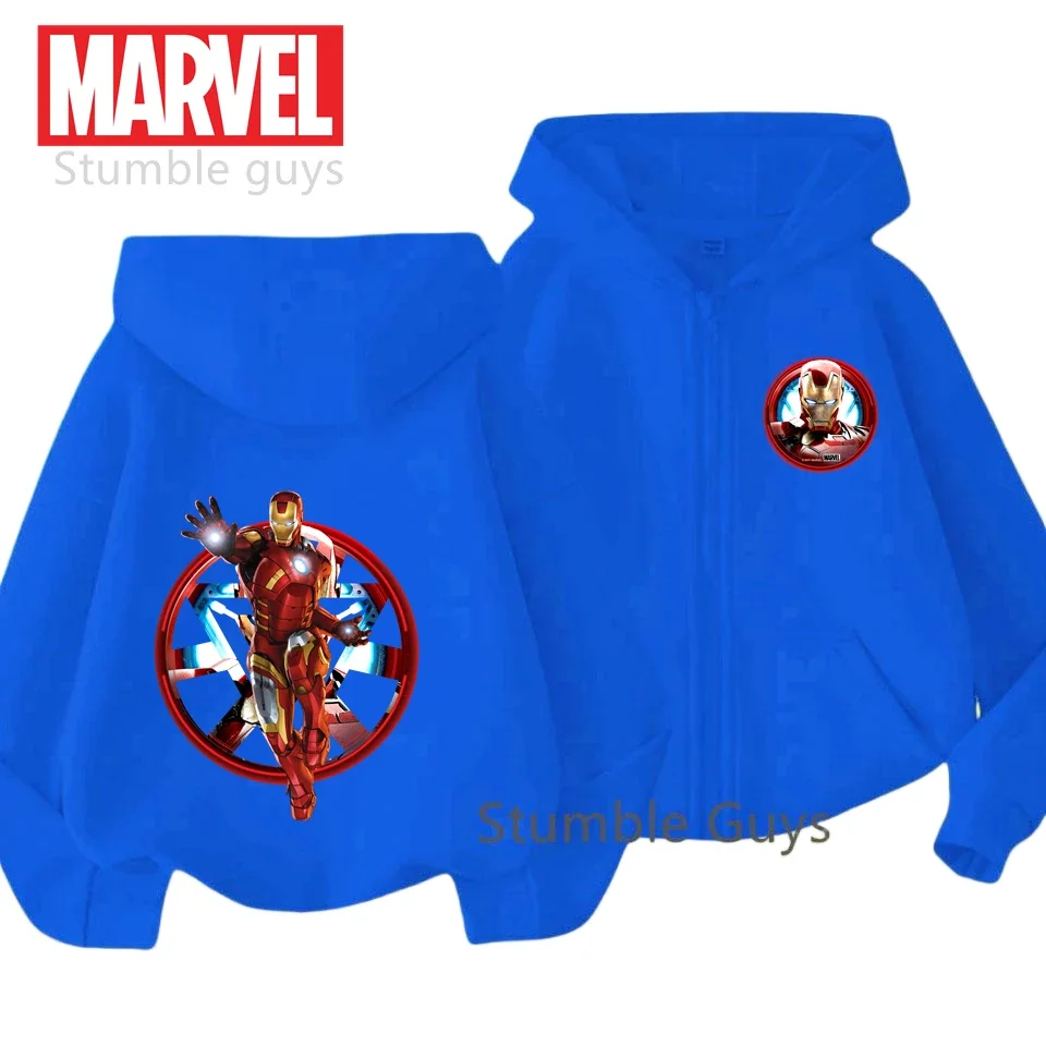 

Детская модная повседневная одежда с изображением Железного человека, толстовки на молнии, весенне-осенняя одежда Marvel Avengers, теплый спортивный костюм для мальчиков и девочек