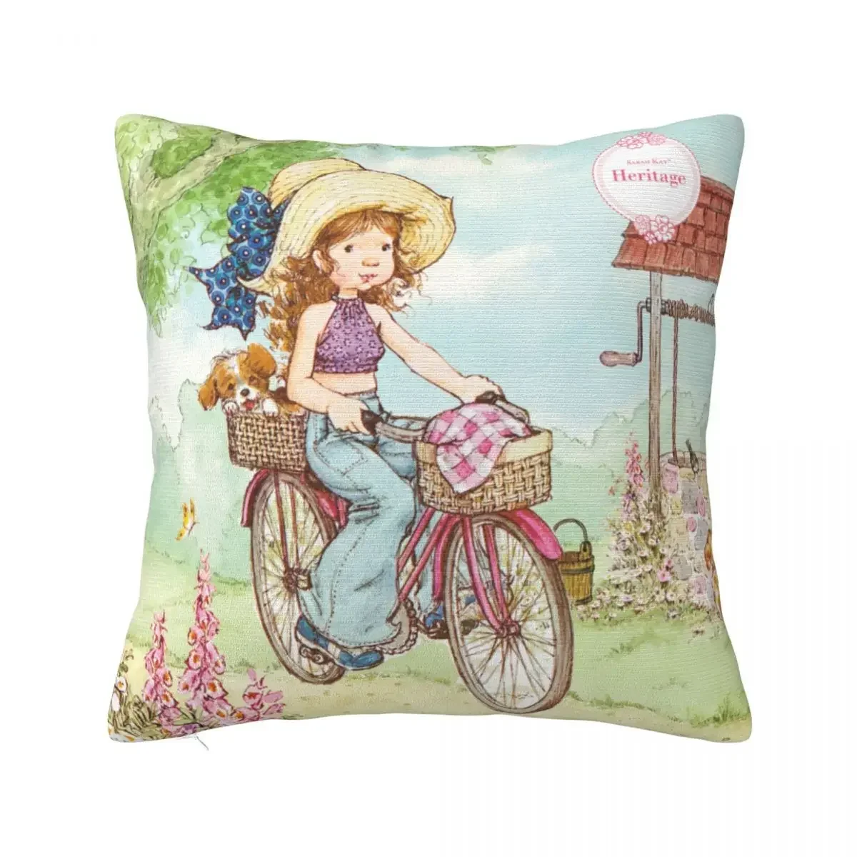 Cute Sarah Kay Girl Pillowcase Accessories Printing Fabric Cushion Cover Decoration Cartoon Country Life Pillow Cover Multi-Size