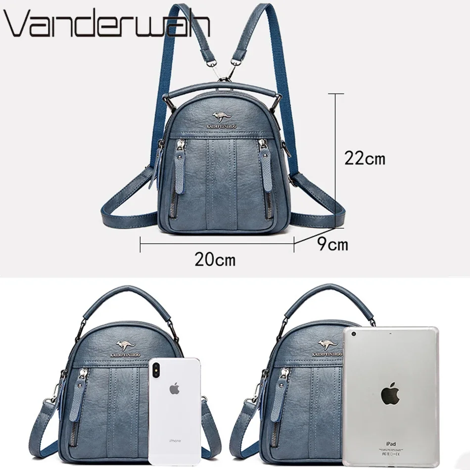 4 In 1 Leather Backpacks Multifunction Female Shoulder Bag Fashion Ladies Small Backpack Travel Bags for Girls New Messenger Sac