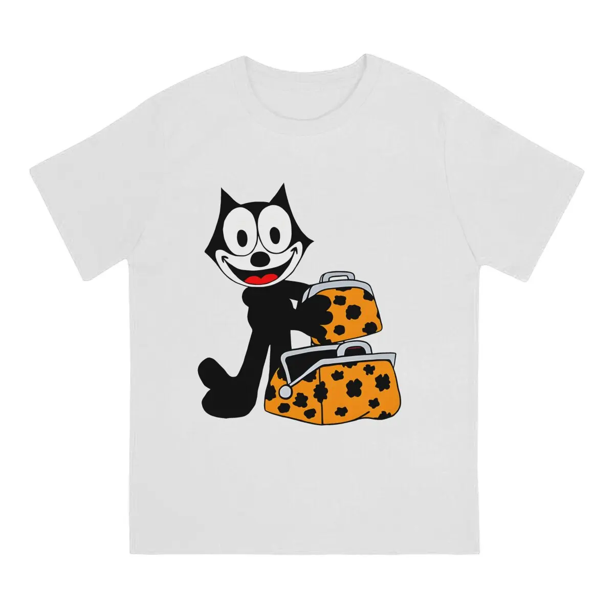 Mascot Firstly Leggy T Shirt for Men Pure Cotton Funny T-Shirt Round Collar Felix Cartoon Tee Shirt Short Sleeve Clothes