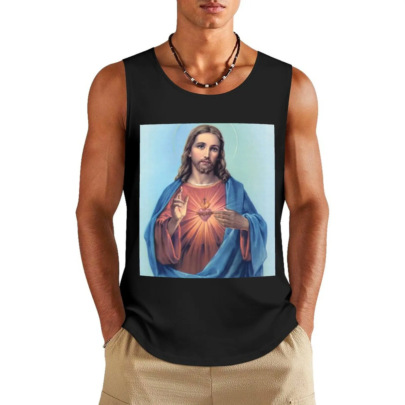 

Sacred Heart of Jesus Tank Top Sleeveless top Sportswear for men