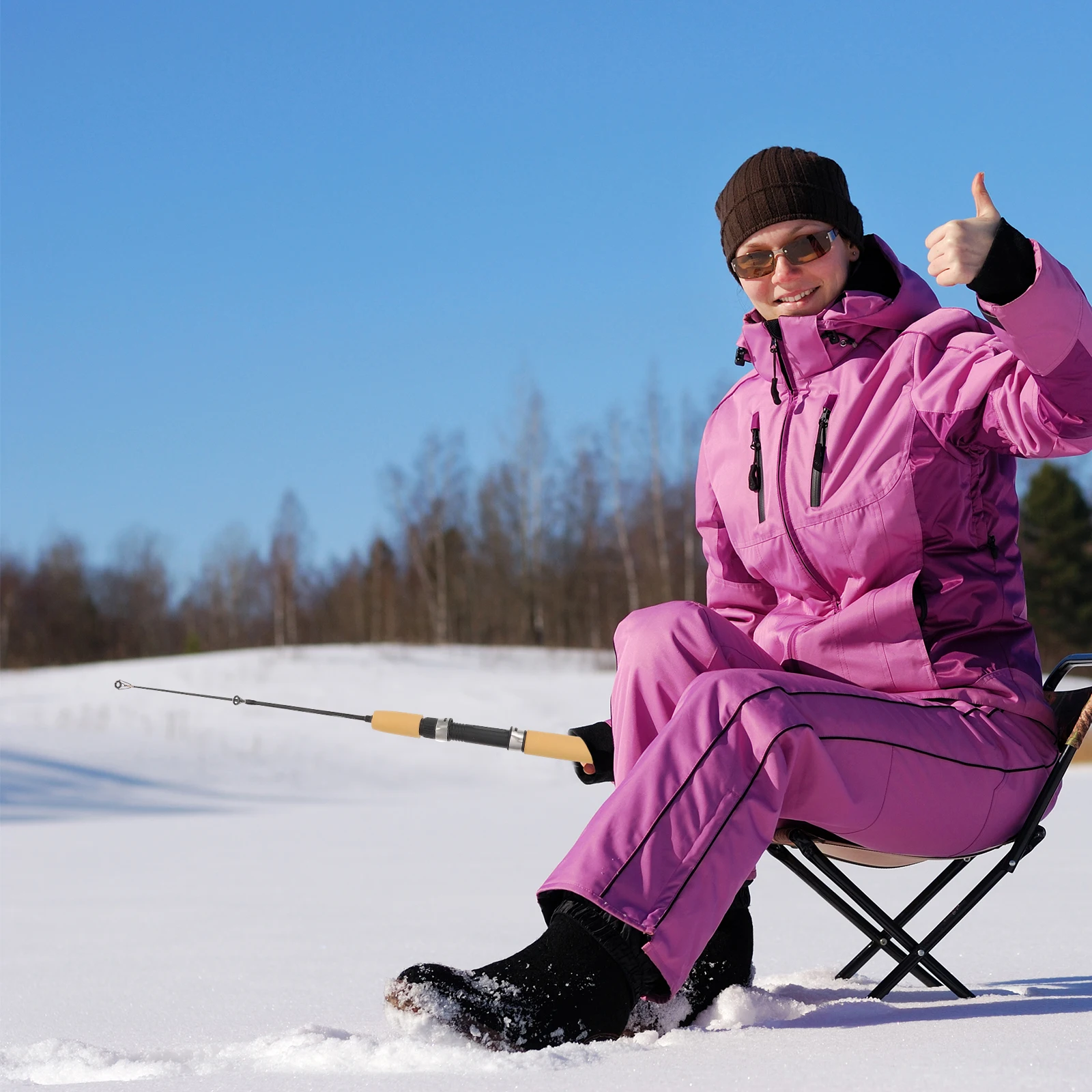 

Portable Fishing Pole 65cm 3 Sections Winter Ice Fishing Rod Lightweight FRP Material Strong Durable Mini Tent Design