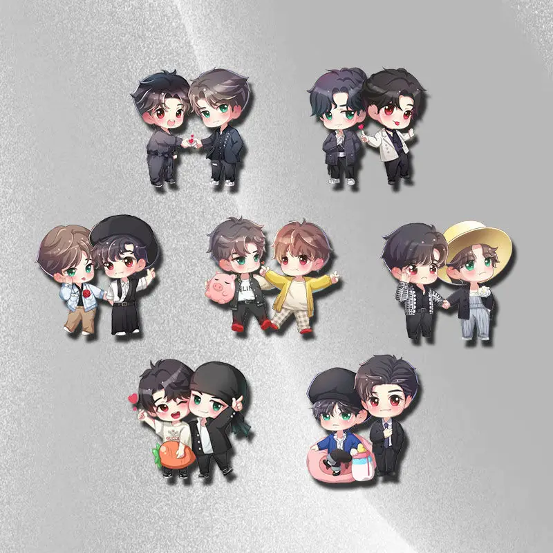 2025 New Yibo Sean Wang Yibo  Xiao Zhan Acrylic Badge Cartoon Pins DIY Decoration Backpack Clothes Accessories Christmas Gifts