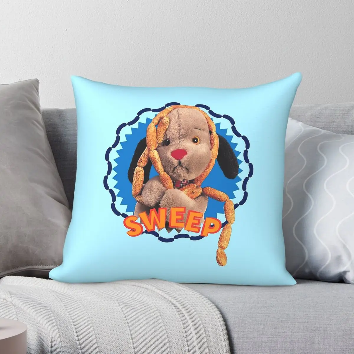 Sooty Show Sweep Sausages Square Pillowcase Polyester Linen Velvet Printed Zip Decor Car Cushion Cover