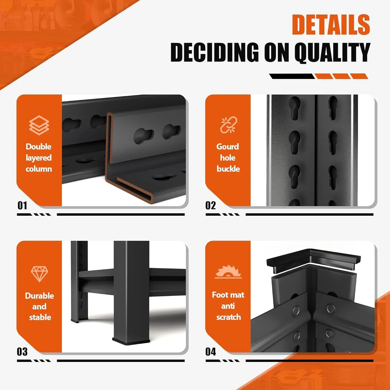 وحدة فولاذية لرف المرآب عالي التحمل مكونة من 5 طبقات بسعة 3000 رطل | المرآب وتخزين الطابق السفلي | رفوف معدنية صناعية للمستودعات #6