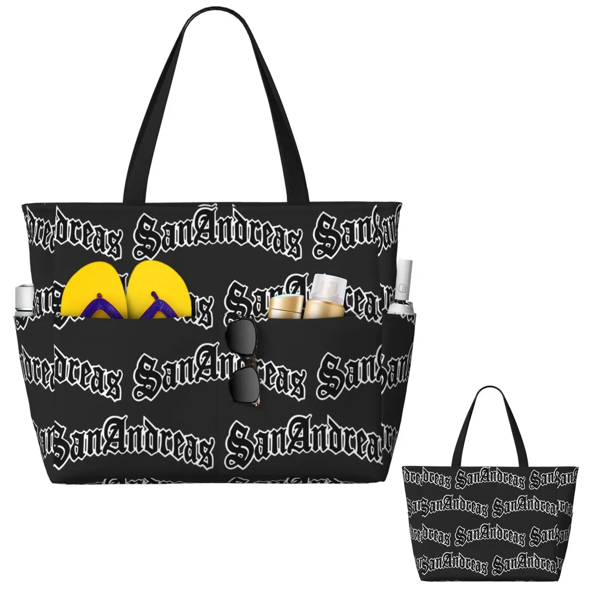 Sherm Head GTA San Andreas Logo حقيبة حمل على الشاطئ حقيبة رياضية للصالة الرياضية واليوجا واق من المطر حقيبة حمل كبيرة للنساء حقيبة سفر حقيبة لياقة بدنية