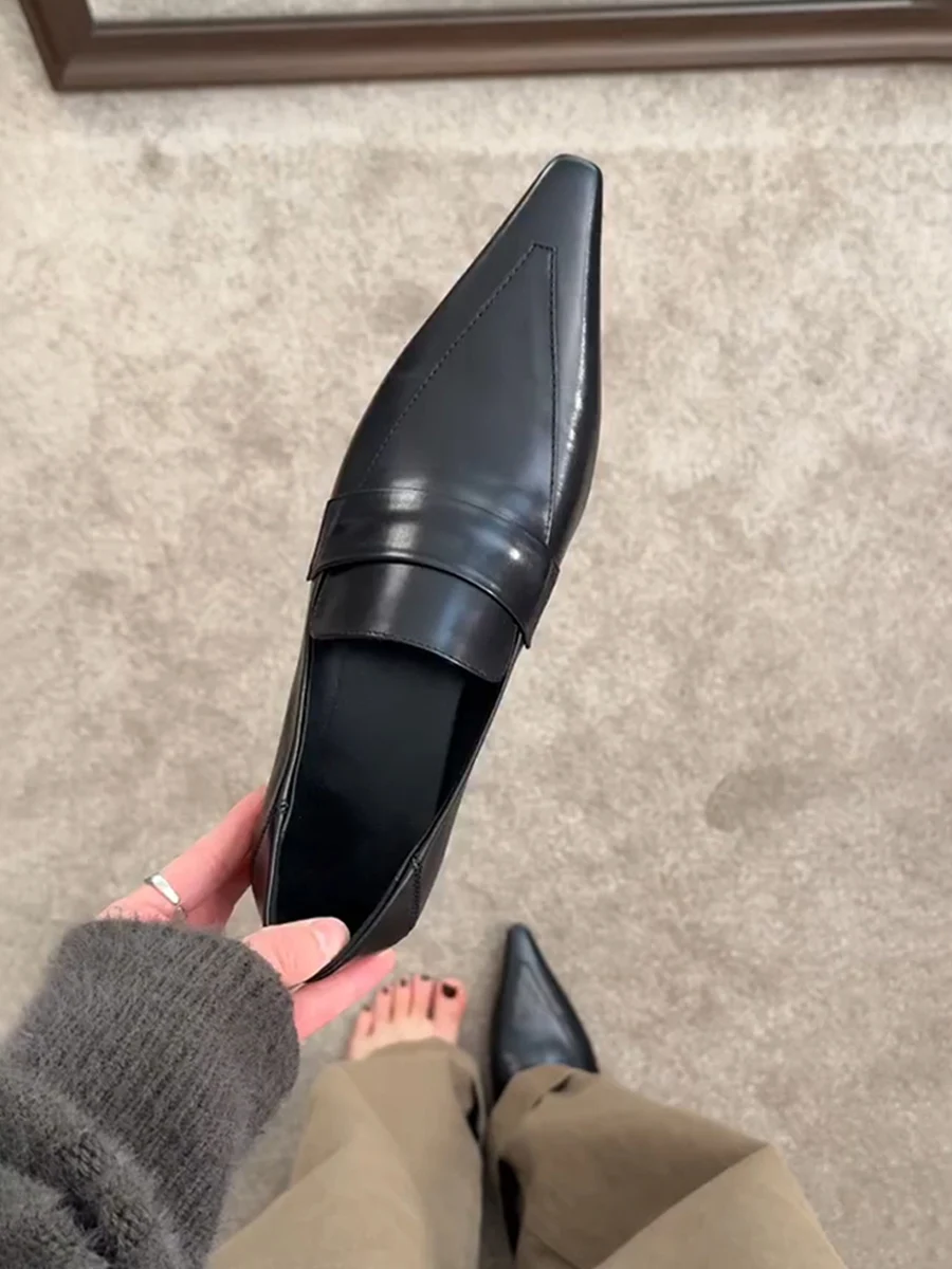 

Женские туфли на плоской подошве в стиле ретро на кожаном каблуке Single oes Ele arp Point Commuter oes Удобные