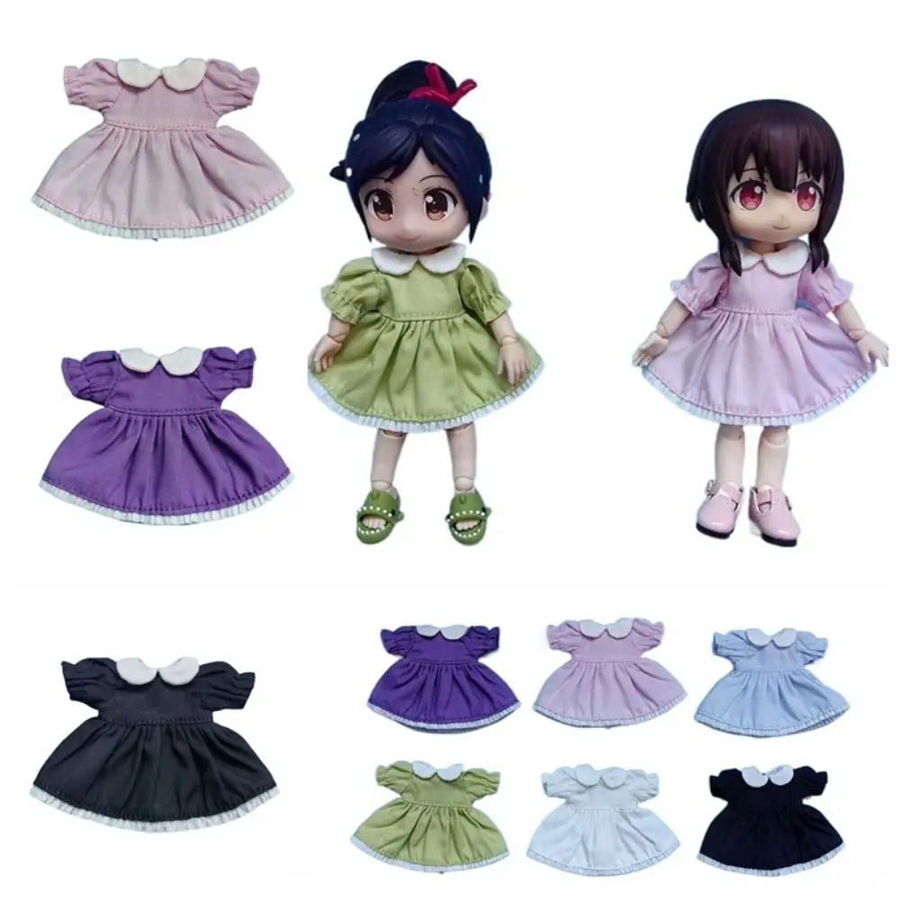 Doll Accessories Puff Sleeve Doll Clothes Pure Color Causal Wear OB11 Skirt Dress Up Decoration Doll Dresses Playing House