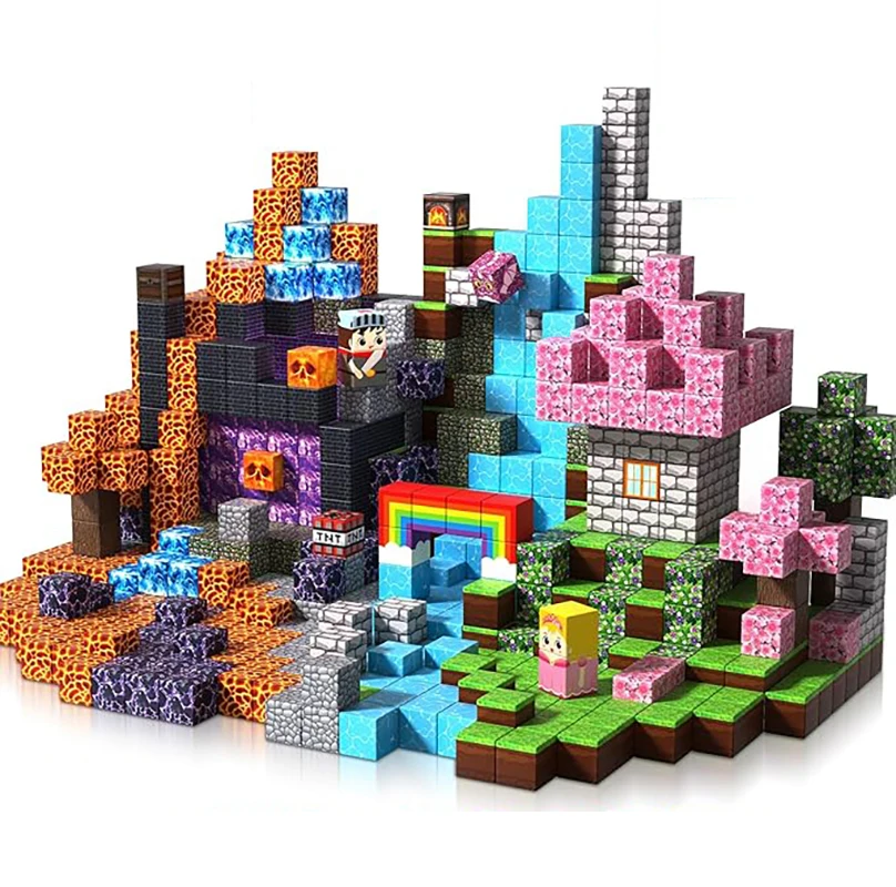 1 szt. losowy zestaw 100-elementowych, wielokolorowych, magnetycznych klocków konstrukcyjnych. To zabawki edukacyjne, które poprawiają koncentrację.