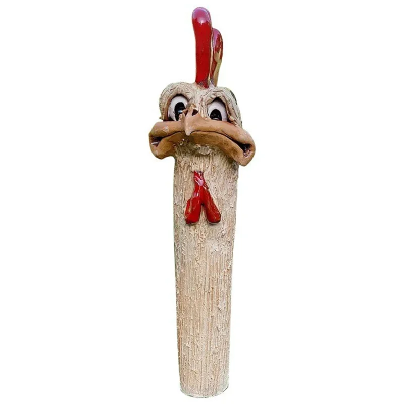 

TOPLIVING Funny Chicken Head Garden Statue Creative Farm Animal Decor Resin Yard Art for Outdoor Landscaping and Gift