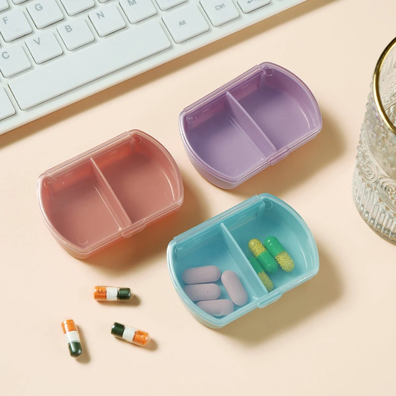 Travel Portable Pill Medicine Drugs Case 2 Grids Mini Pill Cases Pill Box Daily Case Vitamin Holder Organizer Container