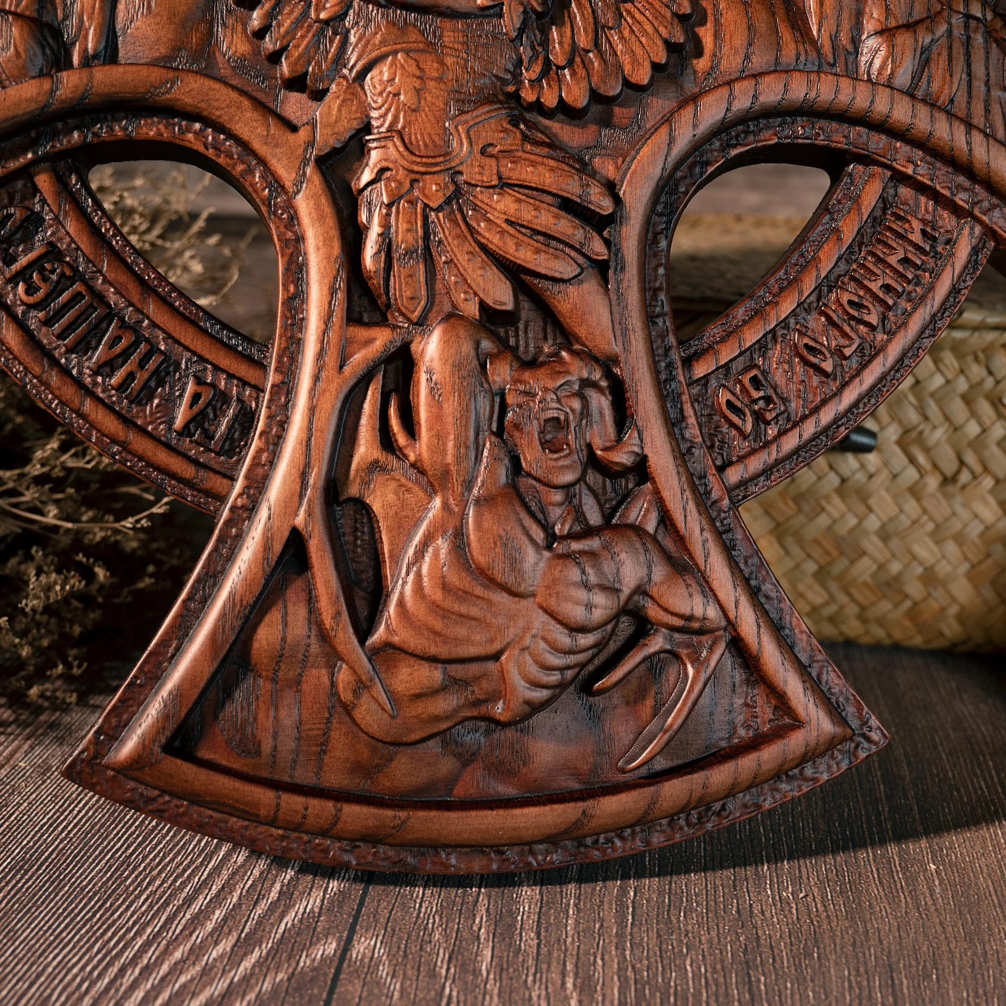 Orthodox Archangel Cross home wall decoration, wood carving, table decoration, St. Michael's Church decoration, Christian gift images - 6