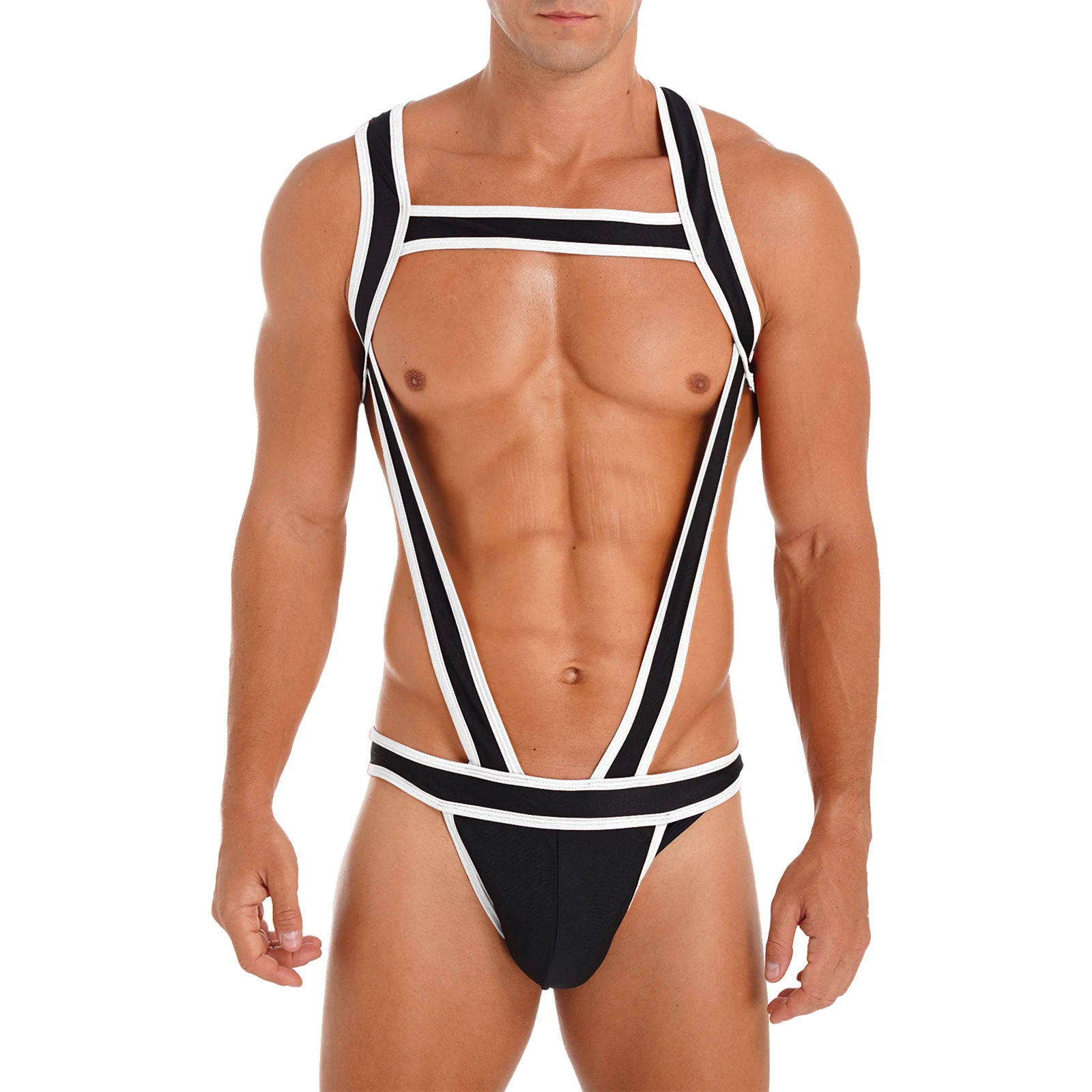 Lingerie Wresting Singlet Mankini Costumes Gay Mens Bulge Pouch Jockstrap Underwear One-piece Monokini Bodysuit Chest Harness