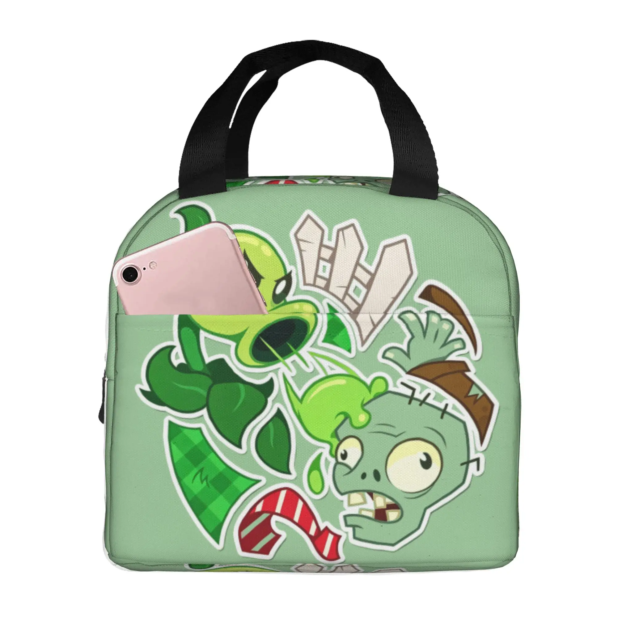 P-Plantsed Vs. Zombiesed Lunch Bag Women Funny Game Vegetable Print Cooler Warm Insulated Lunch Boxes for Adult Office