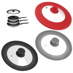 Universal Lid for Pots Pans and Skillets Pot Lid With Heat Resistant Silicone Rim and Tempered Glass Fits 24cm 26cm 28cm Diamet