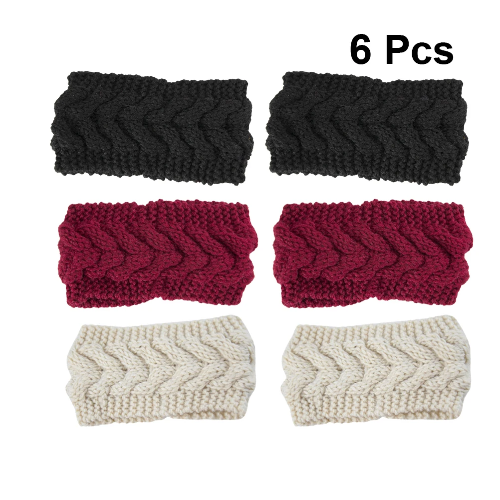 

6pcs Warm Woolen Headband Elastic Women Accessories Soft Stretchable Hair Band Braid Headdress Winter Outdoor Gifts