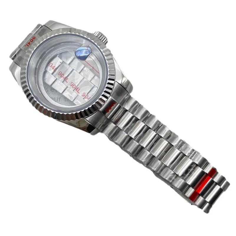 39mm Case NH35 36mm Case Flat Magnifying Sapphire Glass stainless steel Strap Watch Accessories Parts Fit NH36/NH36 Movement