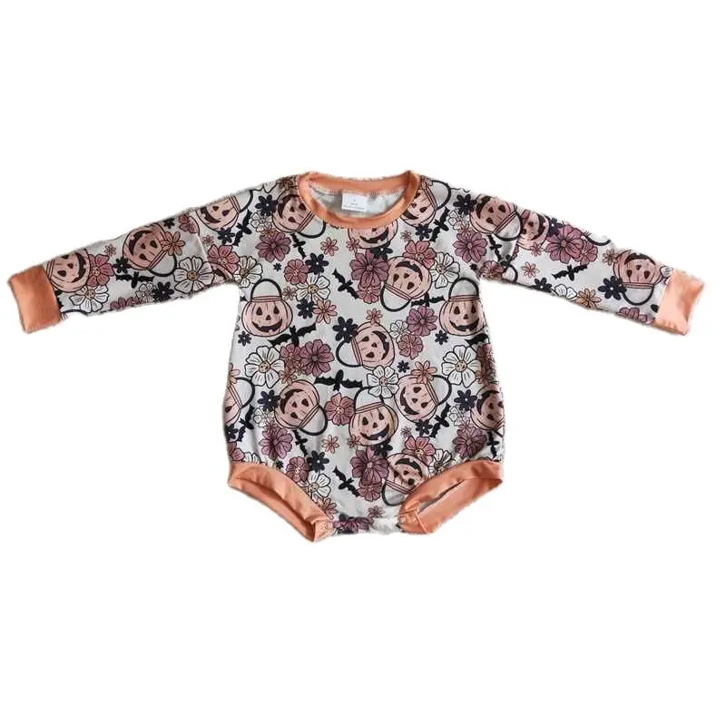 Halloween Pumpkin Blossom Long Sleeve Bodysuit