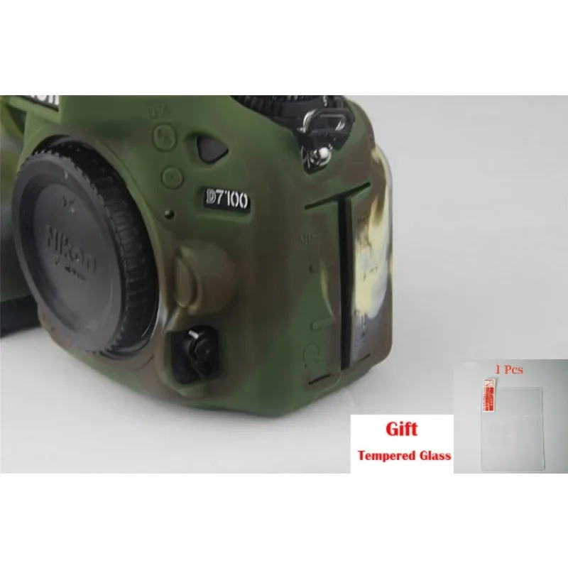 

Rubber Camera Body Cover Case Skin Silicone Protective Case Sleeve For Nikon D7200 D7100 + Tempered Glass LCD Protective Film