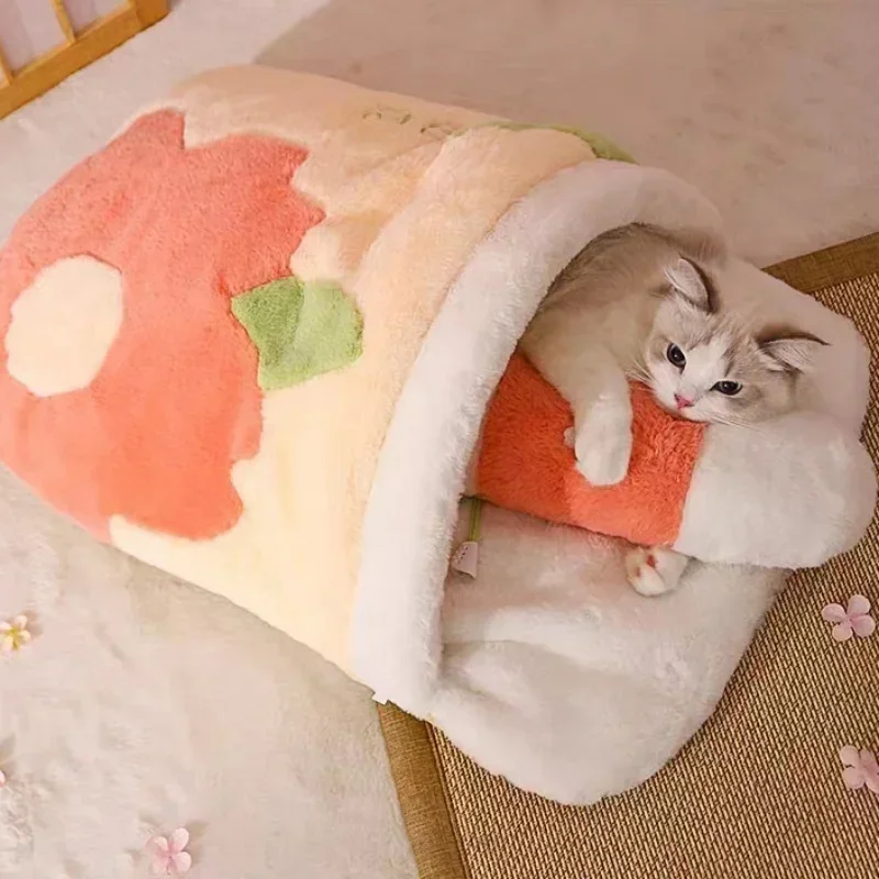 

Cat Nest Winter Warm Semi-Enclosed Mat Pet Bed Cat Bed Kitten Quilt Pet Sleeping Bag Cat Supplies Less than Beds Dog