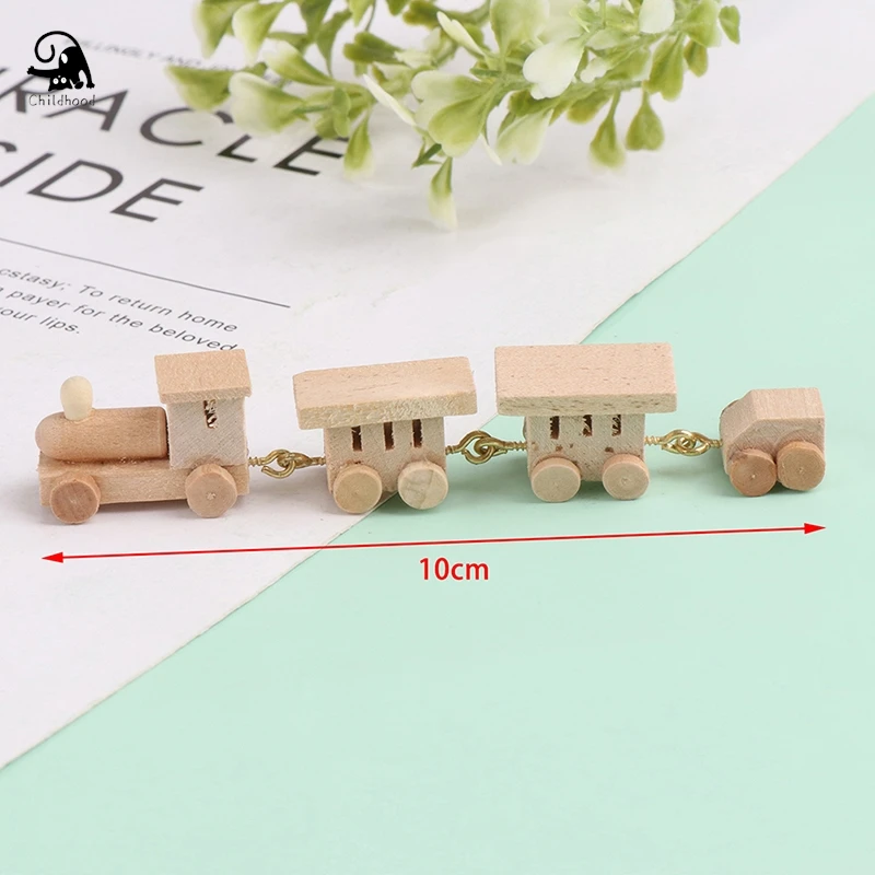 1/12 Dollhouse Miniature Accessories For Doll House Decoration Mini Colorful Wooden Train Simulation Model Toys