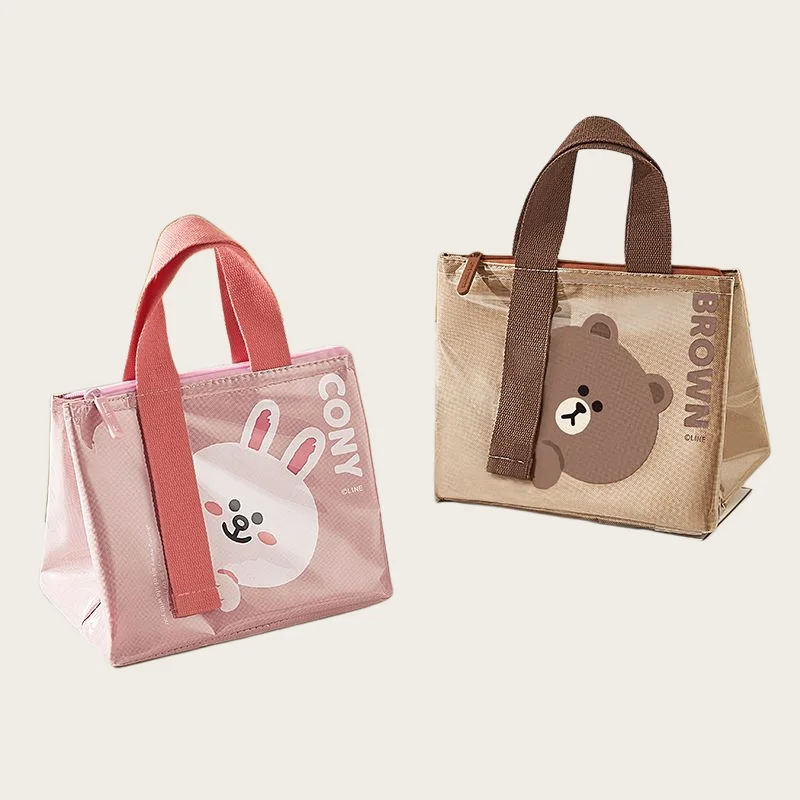 LINEFRIENDS Bento-Tasche Braunbär Neue Kreative Cartoon-Design Große Kapazität Tragbare Studenten-Isoliertasche Wasserdichte Aufbewahrungstasche – Detail 2