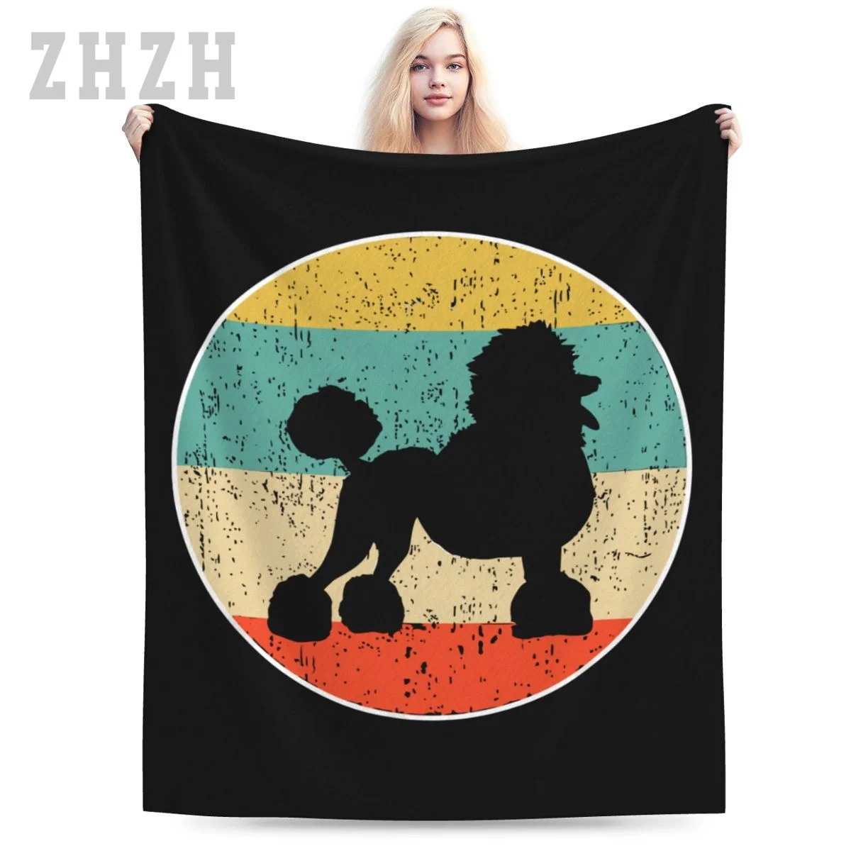 Blanket Vintage Poodle Dog Flannel Multifunction Outdoor Camping Sofa Cover Keep Warm