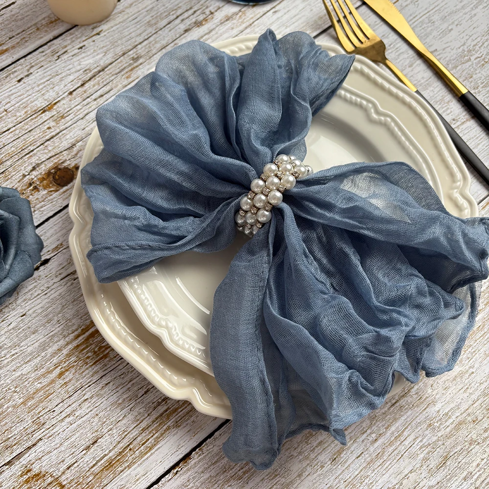 

100 шт. марлевые салфетки из марли, моющиеся тканевые салфетки для ужина с морщинистыми декоративными украшениями для свадьбы, детского душа