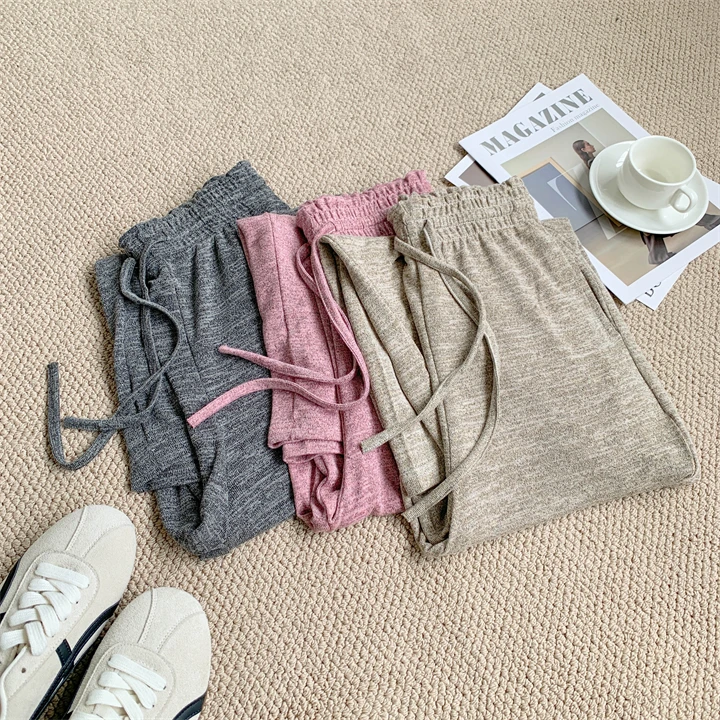 Slimming Wide-leg Long Pants, Spring Casual Thin Knitted Pant For Summer