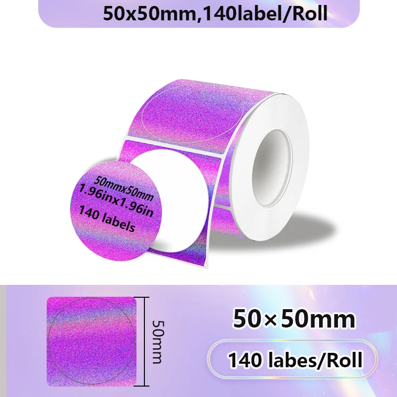 50x50 Neuer Thermo-Etikettendrucker Aufkleber Selbstklebender Farblaser-Thermopapieranzug für Phomemo M110 M200 M120 E210 Etikettendrucker