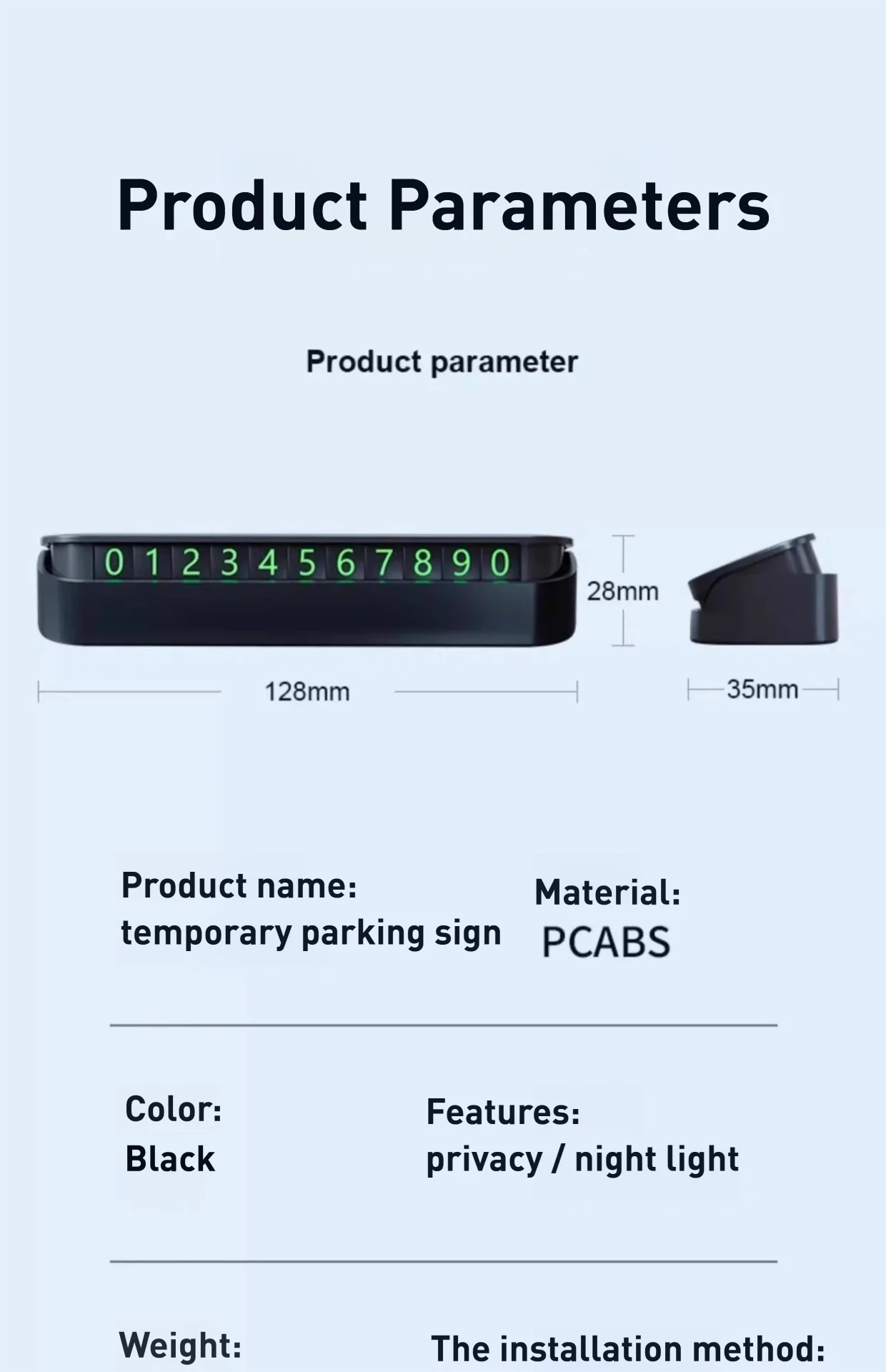Auto-Zubehör Mini Tragbare Telefonnummernschilder mit Schalter, Telefonnummer-Visitenkarte, Temporäre Parkkarte für den Sommer – Detail 10