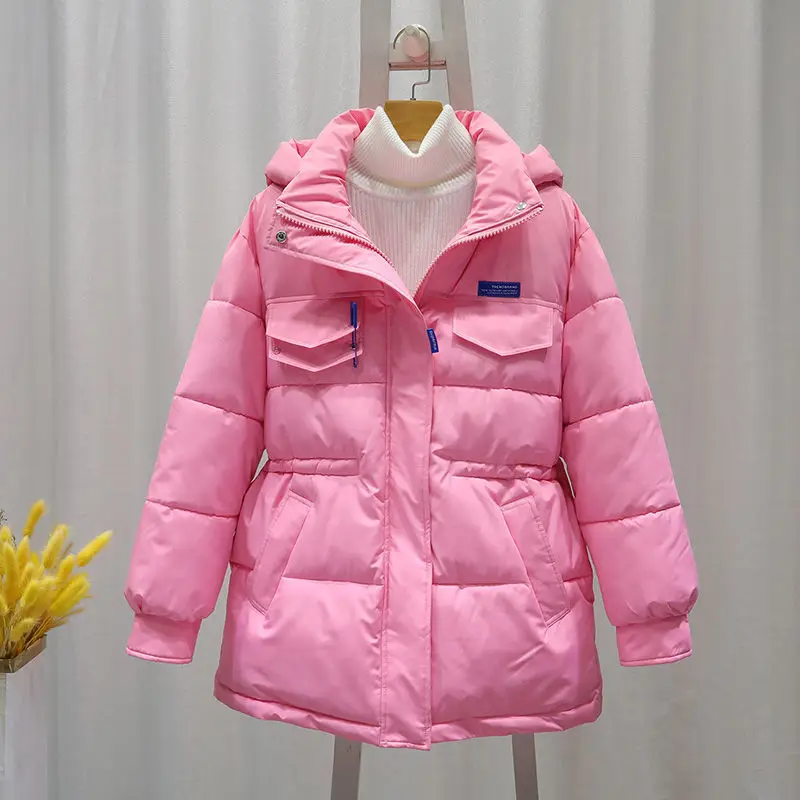2023 New Women Down Cotton Coat Winter Jacket Female Mid Length Version Loose Outwear Thick Warm Parkas Hooded Outcoat