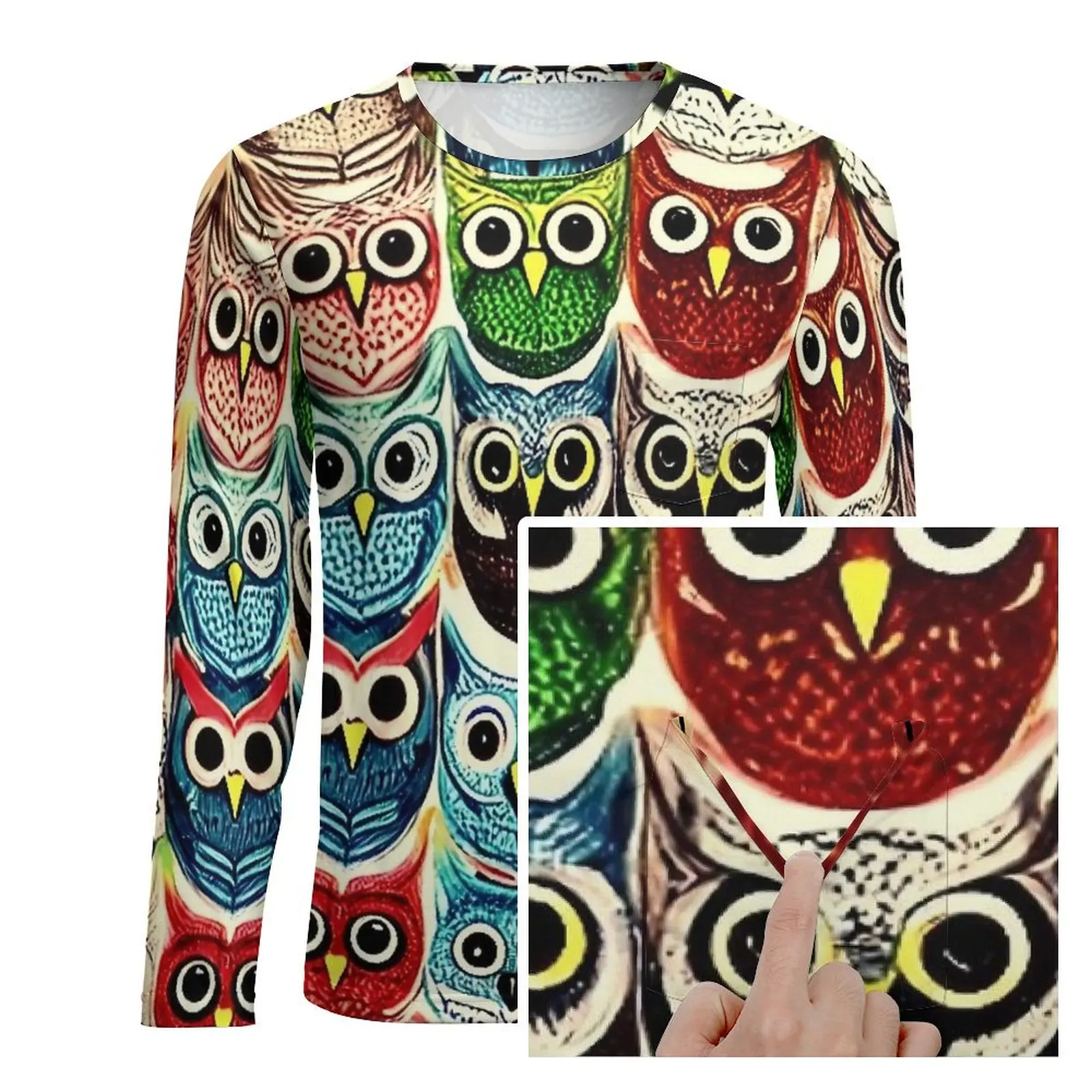 Hypnotize Bold Owl Print T Shirt Male  Streetwear T Shirts Spring Trending Tee Shirt Long Sleeve Graphic Oversized Clothes