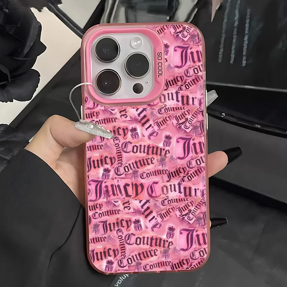 Pink J-Juicy Couture Handyhülle für iPhone 17 16e 16 15 14 13 12 11 mini Pro Max X XR XSMAX 8 7 Air Plus – Mattierte Rückseite – Detail 5