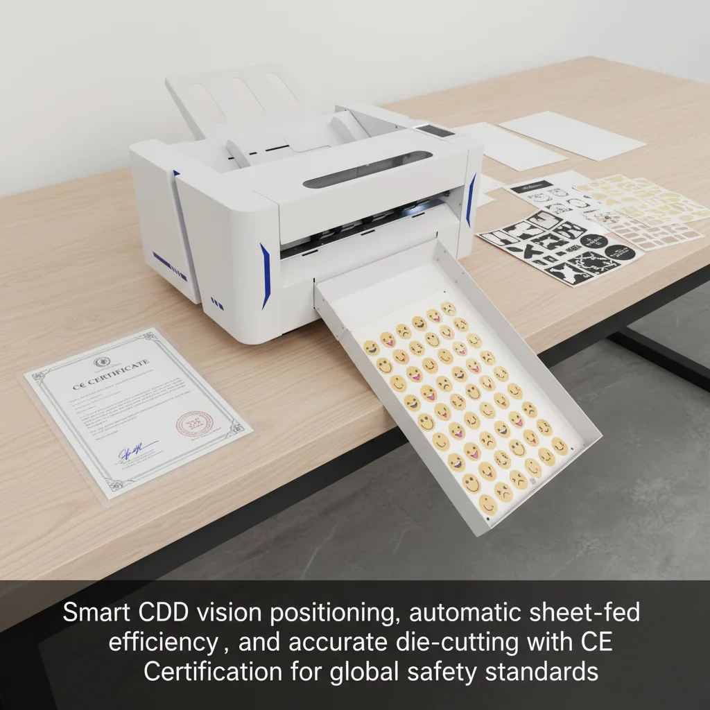 Advanced Dual Head Design Automatic Feeding A3 A4 Size Sticker Packaging Box Cardboard Creasing and Cutting Sheet Label Cutter