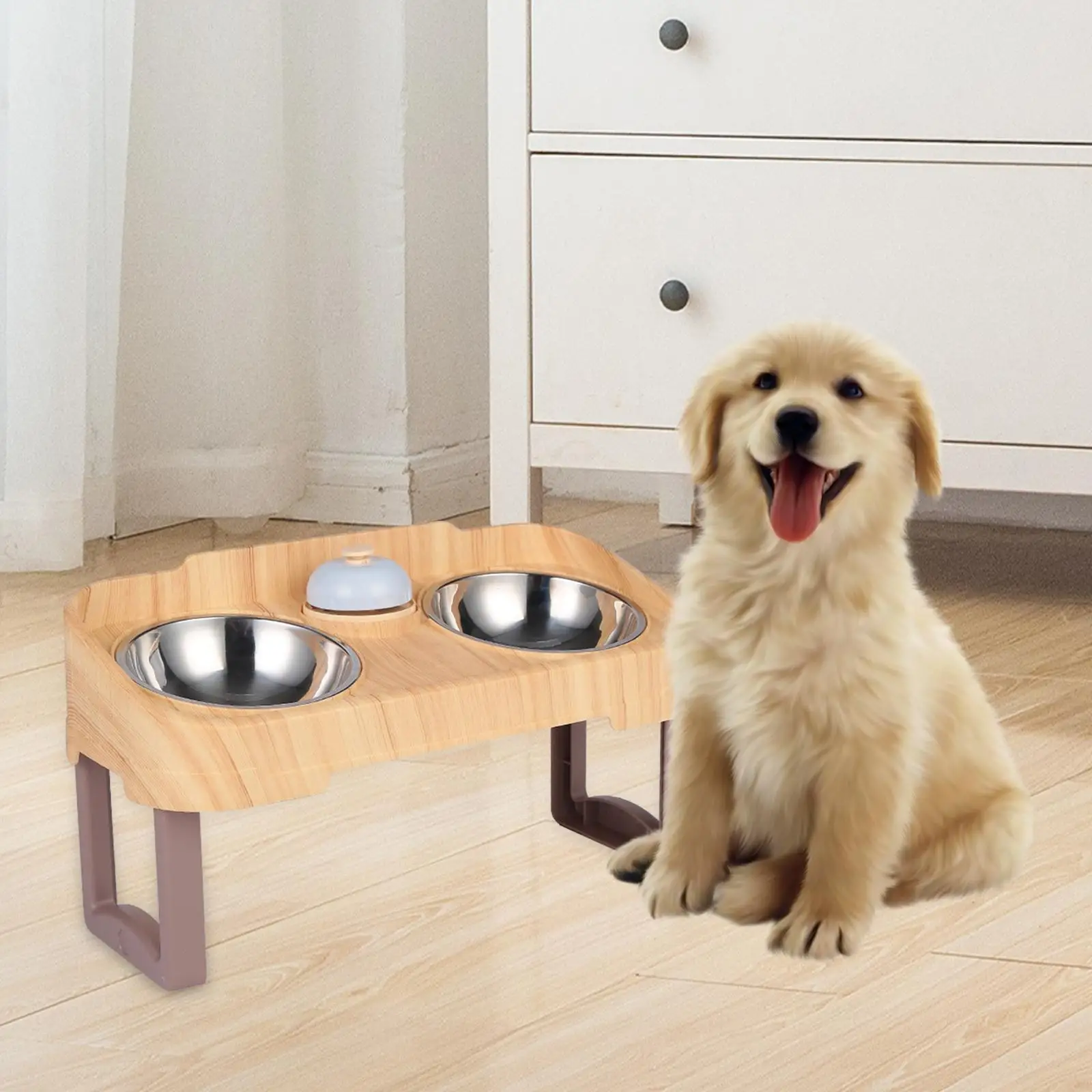 

Raised Dogs Bowl 2 Stainless Steel Bowls Pet Feeder for Small Medium Large Dogs