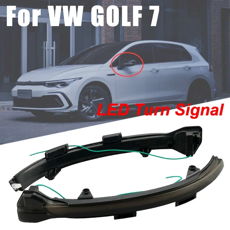 동적 LED 방향 지시등 크리스탈, VW 골프 MK7.5 GTI 7 7.5 R Rline GTD VII 미러 라이트 클리어 2013 2020 화살표 점멸기, 2 개