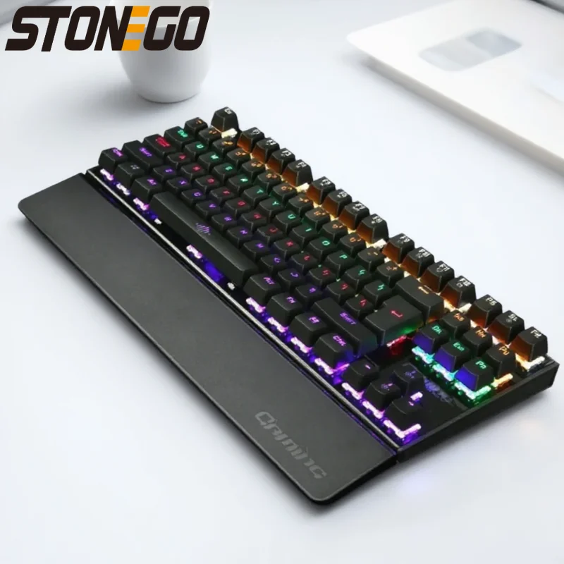 

K28 Backlit Mechanical Gaming Keyboard Colorful LED USB Wired 26 Anti-ghosting Keys Free Hand Care