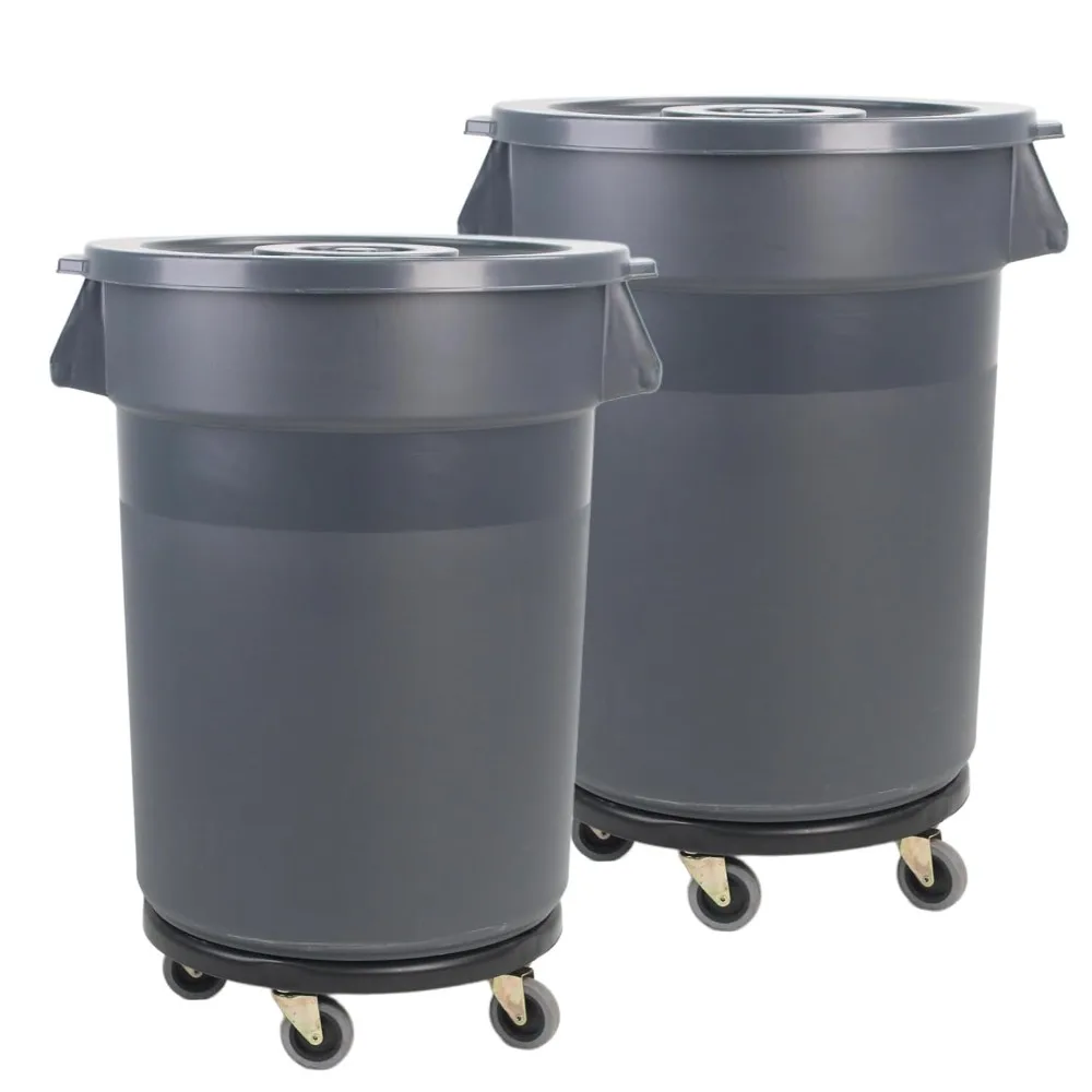 

Heavy-Duty 32 Gallon Two-Piece Wheeled Trash Bin with Lid for Kitchen, Outdoor, Home, and Office Use