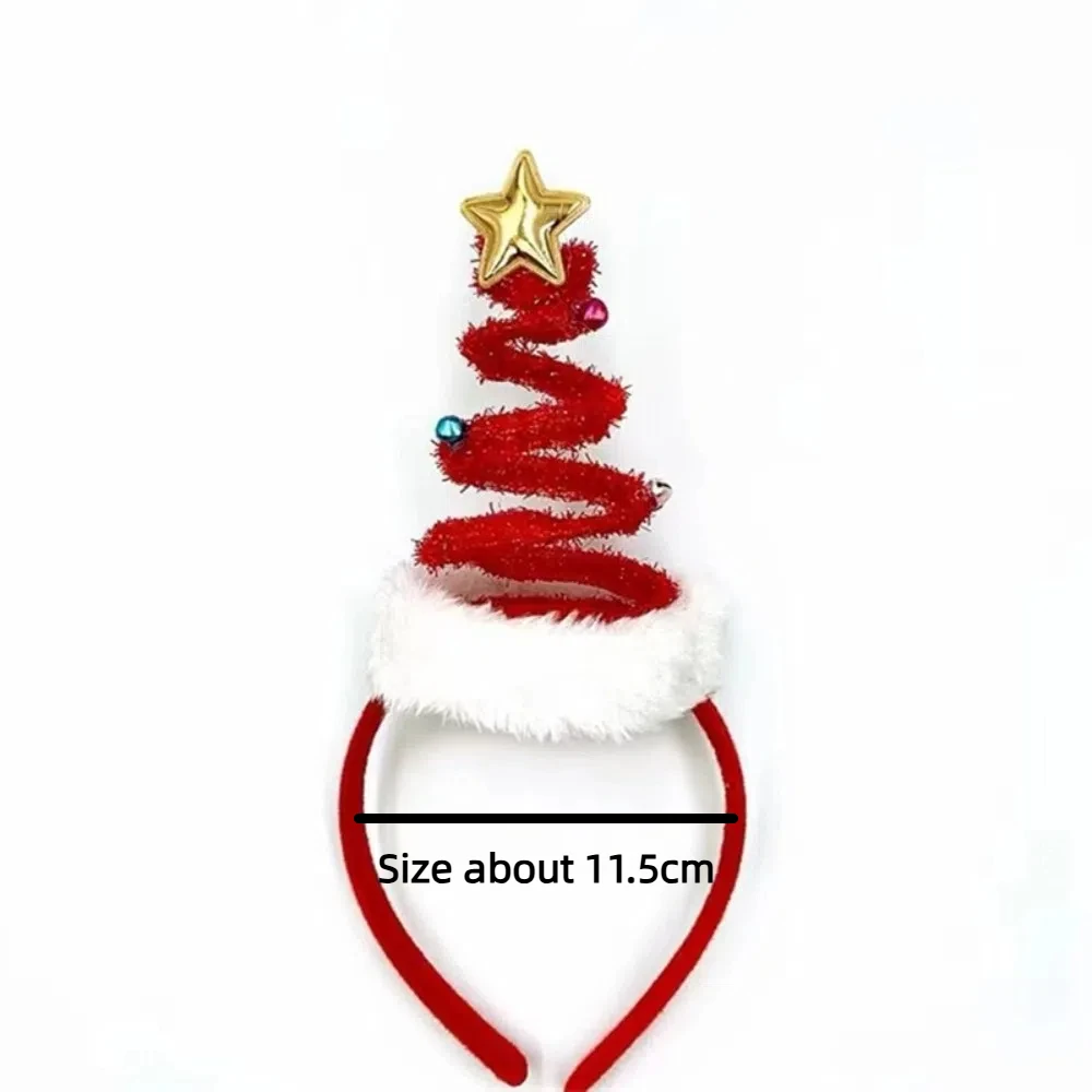 Spring Christmas Headband Fluffy Plush Santa\'s Hat Christmas Tree Hair Hoop Happy New Year Bells Children Headwear Noel Supplies